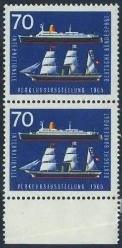 BUND 1965 Michel-Nummer 0474 postfrisch vert.PAAR RAND unten