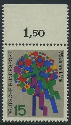 BUND 1965 Michel-Nummer 0475 postfrisch EINZELMARKE RAND oben (a)