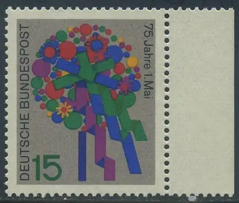 BUND 1965 Michel-Nummer 0475 postfrisch EINZELMARKE RAND rechts