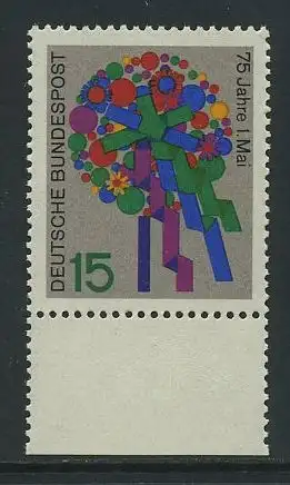 BUND 1965 Michel-Nummer 0475 postfrisch EINZELMARKE RAND unten