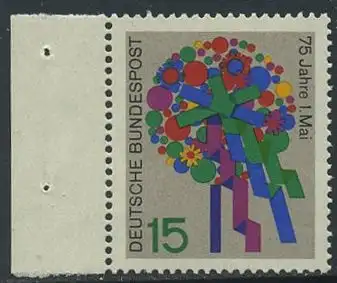 BUND 1965 Michel-Nummer 0475 postfrisch EINZELMARKE RAND links