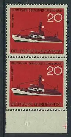 BUND 1965 Michel-Nummer 0478 postfrisch vert.PAAR RAND unten