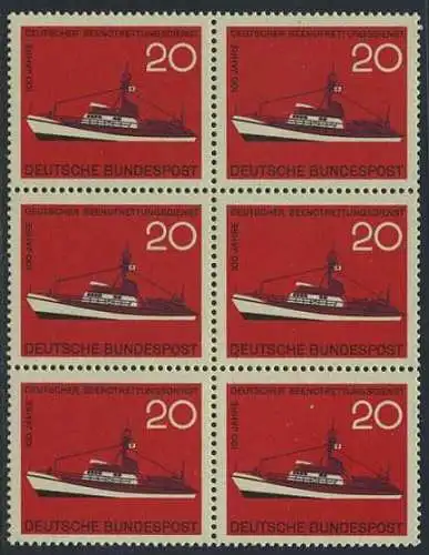 BUND 1965 Michel-Nummer 0478 postfrisch vert.BLOCK(6)