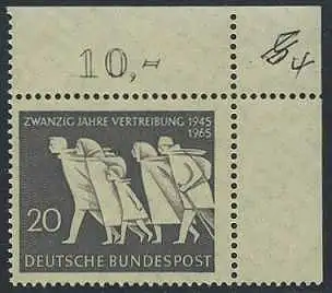 BUND 1965 Michel-Nummer 0479 postfrisch EINZELMARKE ECKRAND oben rechts