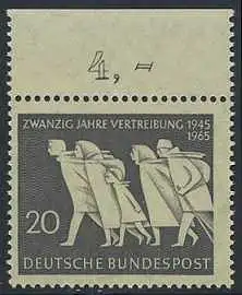 BUND 1965 Michel-Nummer 0479 postfrisch EINZELMARKE RAND oben (a)