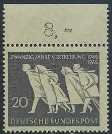 BUND 1965 Michel-Nummer 0479 postfrisch EINZELMARKE RAND oben (c)