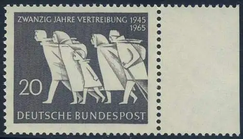 BUND 1965 Michel-Nummer 0479 postfrisch EINZELMARKE RAND rechts