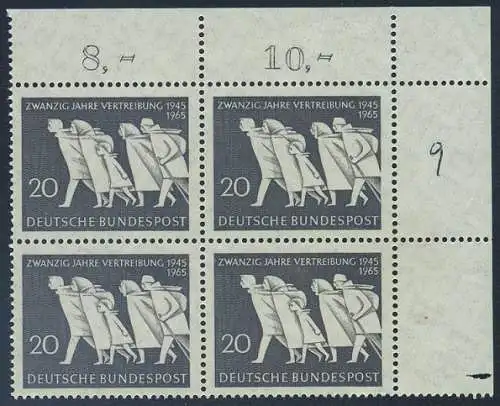 BUND 1965 Michel-Nummer 0479 postfrisch BLOCK ECKRAND oben rechts