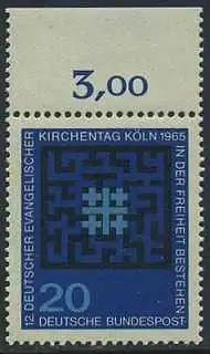 BUND 1965 Michel-Nummer 0480 postfrisch EINZELMARKE RAND oben (b)
