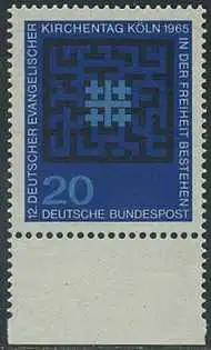 BUND 1965 Michel-Nummer 0480 postfrisch EINZELMARKE RAND unten