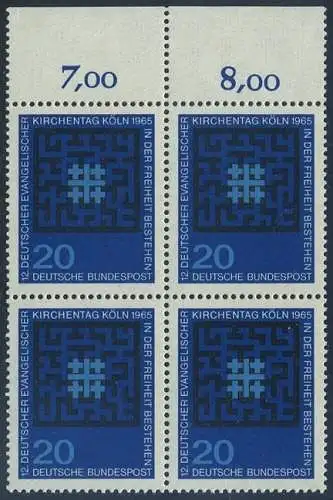 BUND 1965 Michel-Nummer 0480 postfrisch BLOCK RÄNDER oben (b)
