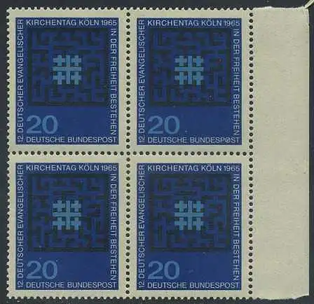 BUND 1965 Michel-Nummer 0480 postfrisch BLOCK RÄNDER rechts