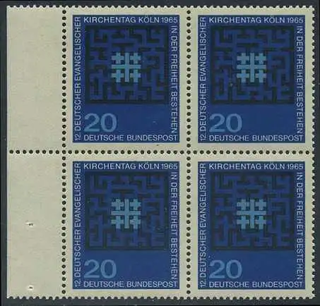 BUND 1965 Michel-Nummer 0480 postfrisch BLOCK RÄNDER links
