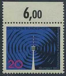 BUND 1965 Michel-Nummer 0481 postfrisch EINZELMARKE RAND oben (b)