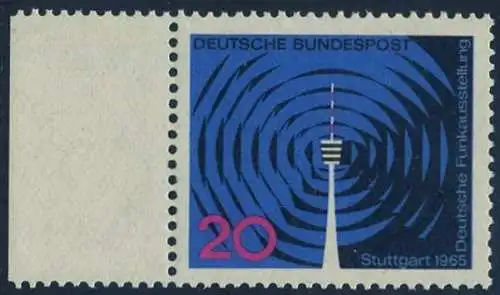 BUND 1965 Michel-Nummer 0481 postfrisch EINZELMARKE RAND links