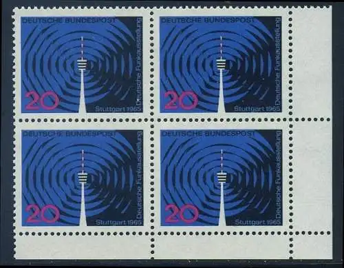 BUND 1965 Michel-Nummer 0481 postfrisch BLOCK ECKRAND unten rechts