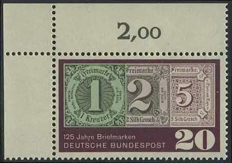 BUND 1965 Michel-Nummer 0482 postfrisch EINZELMARKE ECKRAND oben links