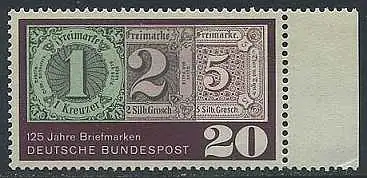BUND 1965 Michel-Nummer 0482 postfrisch EINZELMARKE RAND rechts 