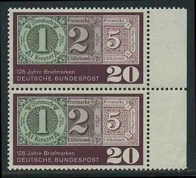 BUND 1965 Michel-Nummer 0482 postfrisch vert.PAAR RAND rechts