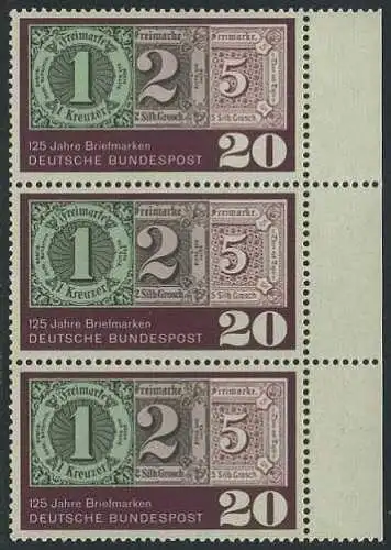 BUND 1965 Michel-Nummer 0482 postfrisch vert.STRIP(3) RAND rechts