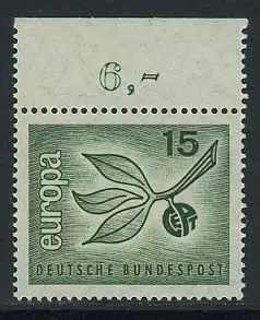 BUND 1965 Michel-Nummer 0483 postfrisch EINZELMARKE RAND oben