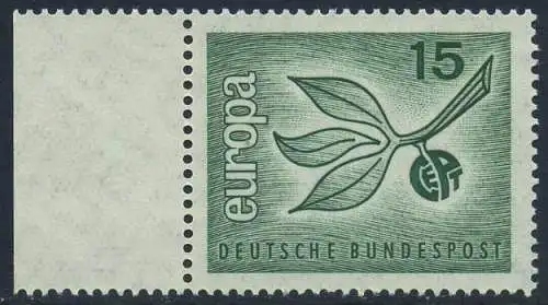 BUND 1965 Michel-Nummer 0483 postfrisch EINZELMARKE RAND links