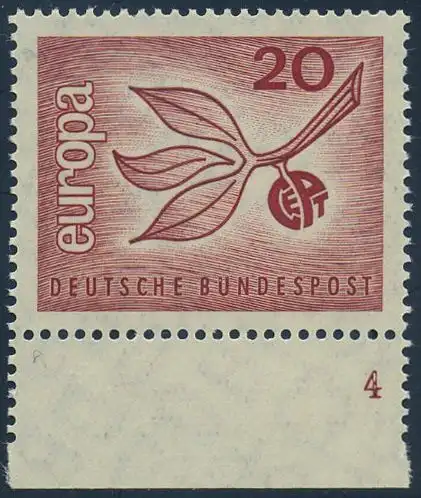 BUND 1965 Michel-Nummer 0484 postfrisch EINZELMARKE RAND unten (FN)