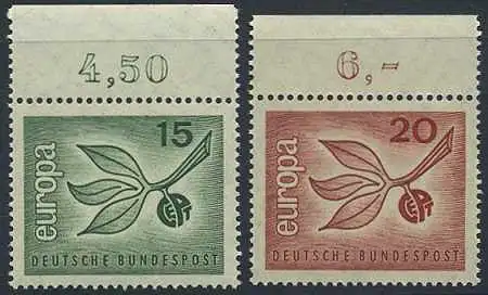 BUND 1965 Michel-Nummer 0483-0484 postfrisch SATZ(2) EINZELMARKEN RÄNDER oben (e)