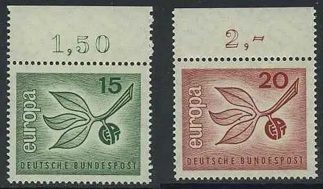 BUND 1965 Michel-Nummer 0483-0484 postfrisch SATZ(2) EINZELMARKEN RÄNDER oben (a)
