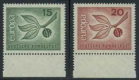 BUND 1965 Michel-Nummer 0483-0484 postfrisch SATZ(2) EINZELMARKEN RÄNDER unten