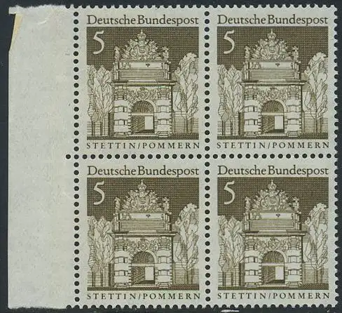 BUND 1966 Michel-Nummer 0489 postfrisch BLOCK RÄNDER links
