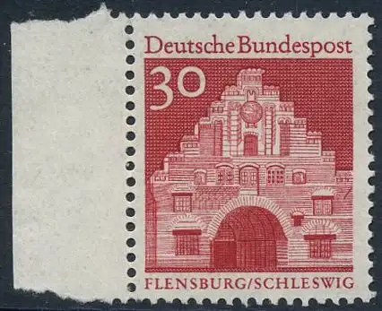 BUND 1966 Michel-Nummer 0493 postfrisch EINZELMARKE RAND links