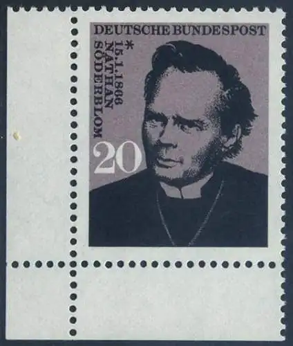 BUND 1966 Michel-Nummer 0504 postfrisch EINZELMARKE ECKRAND unten links