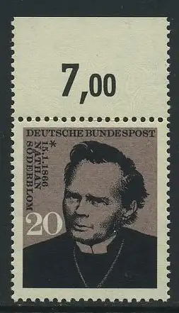BUND 1966 Michel-Nummer 0504 postfrisch EINZELMARKE RAND oben (g)