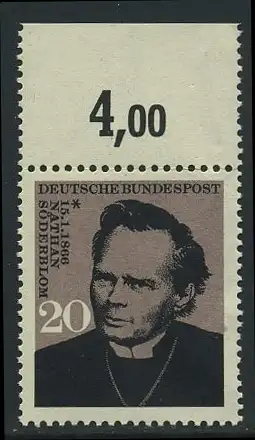 BUND 1966 Michel-Nummer 0504 postfrisch EINZELMARKE RAND oben (d)