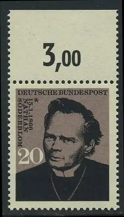 BUND 1966 Michel-Nummer 0504 postfrisch EINZELMARKE RAND oben (c)