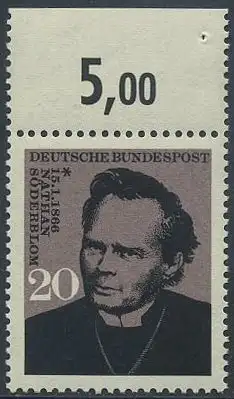 BUND 1966 Michel-Nummer 0504 postfrisch EINZELMARKE RAND oben (e)