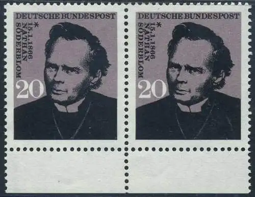 BUND 1966 Michel-Nummer 0504 postfrisch horiz.PAAR RAND unten