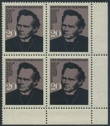 BUND 1966 Michel-Nummer 0504 postfrisch BLOCK ECKRAND unten rechts