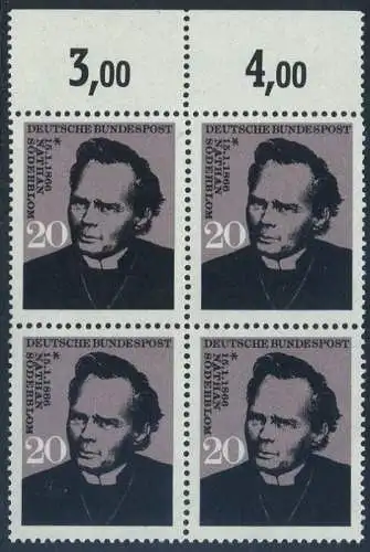 BUND 1966 Michel-Nummer 0504 postfrisch BLOCK RÄNDER oben (b)