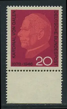 BUND 1966 Michel-Nummer 0505 postfrisch EINZELMARKE RAND unten