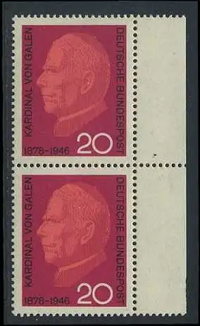 BUND 1966 Michel-Nummer 0505 postfrisch vert.PAAR RAND rechts