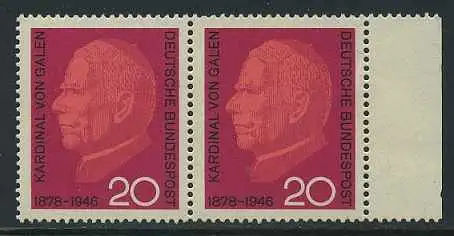 BUND 1966 Michel-Nummer 0505 postfrisch horiz.PAAR RAND rechts