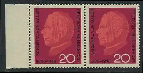 BUND 1966 Michel-Nummer 0505 postfrisch horiz.PAAR RAND links