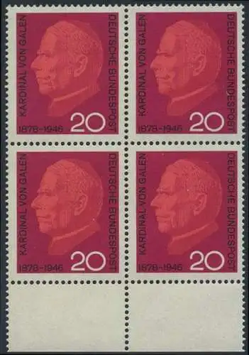 BUND 1966 Michel-Nummer 0505 postfrisch BLOCK RÄNDER unten (a)