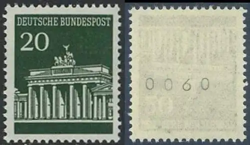 BUND 1966 Michel-Nummer 0507 postfrisch EINZELMARKE m/ rücks.Rollennummer 0060