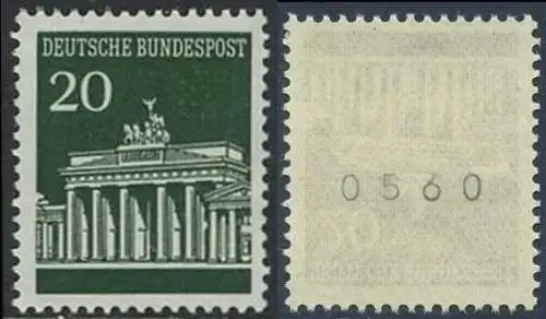 BUND 1966 Michel-Nummer 0507 postfrisch EINZELMARKE m/ rücks.Rollennummer 0560