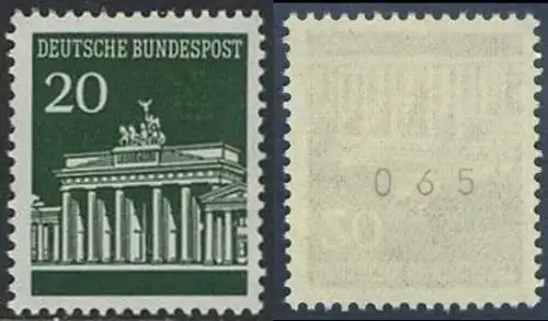 BUND 1966 Michel-Nummer 0507 postfrisch EINZELMARKE m/ rücks.Rollennummer 065