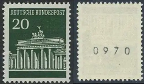 BUND 1966 Michel-Nummer 0507 postfrisch EINZELMARKE m/ rücks.Rollennummer 0970