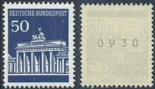 BUND 1966 Michel-Nummer 0509 postfrisch EINZELMARKE m/ rücks.Rollennummer 0930